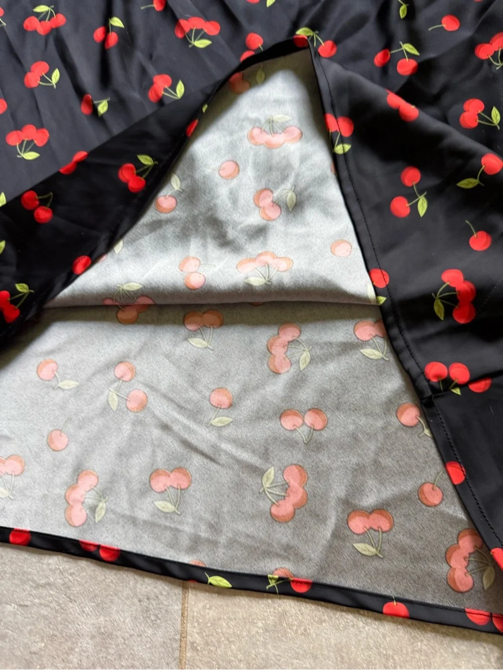 Rachel Zoe Black Maxi Skirt with Red Cherry Print